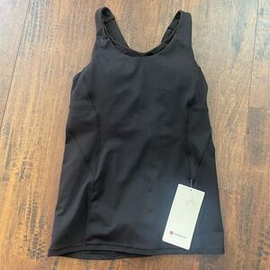 Lululemon Stash 'n Run Tank Top Black Women's Size 6 Racerback Yoga Gym Fitness